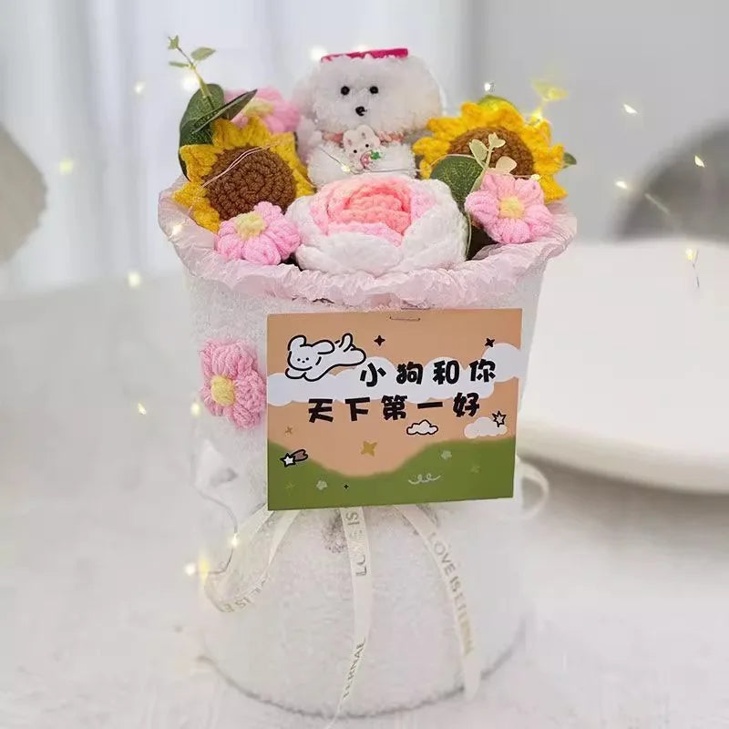 Bouquet de Tournesols au Crochet en Sac Cadeau
