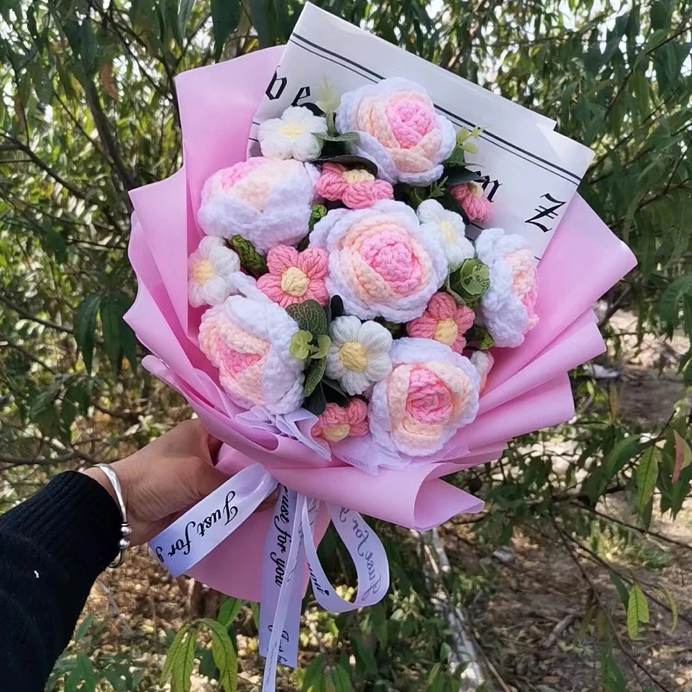 Bouquet de Roses & Œillets au Crochet