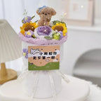 Bouquet de Roses au Crochet en Sac Cadeau – Rose, Bleu, Violet & Rouge