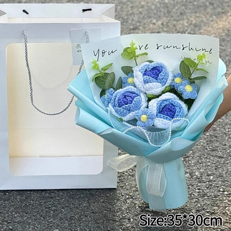 Bouquet Ourson Crochet en Écrin Transparent