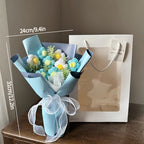 Bouquet de Fleurs Pompons au Crochet avec Sac Cadeau