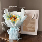 Bouquet de Fleurs Pompons au Crochet avec Sac Cadeau