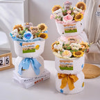Bouquet Ourson Crochet en Écrin Transparent