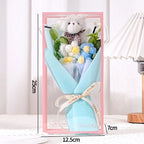 Bouquet de Roses au Crochet en Sac Cadeau – Rose, Bleu, Violet & Rouge