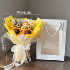 Bouquet de Fleurs Pompons au Crochet avec Sac Cadeau