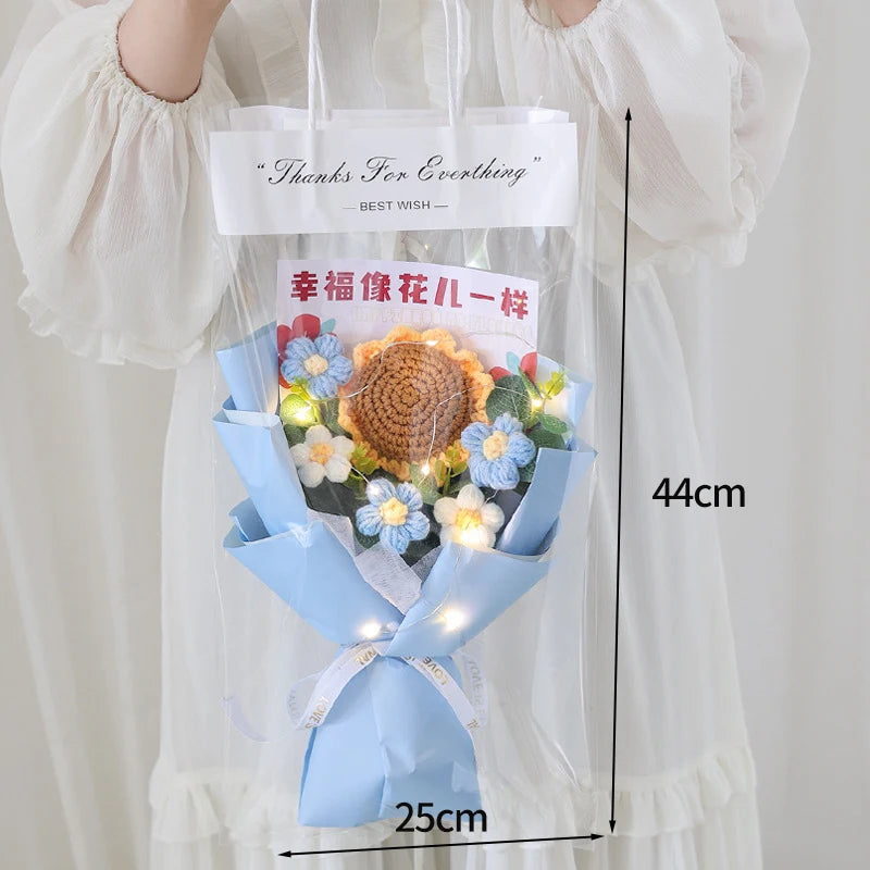 Bouquet Ourson Blanc & Tournesol au Crochet