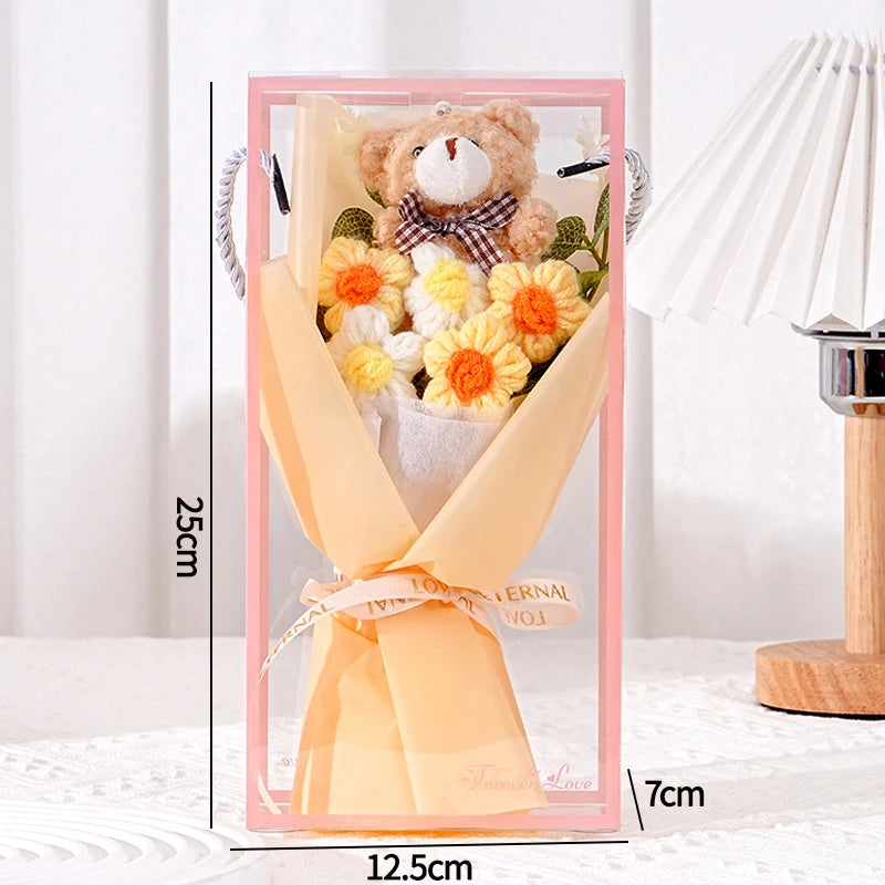 Bouquet de Tournesols au Crochet en Sac Cadeau