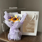 Bouquet de Fleurs Pompons au Crochet avec Sac Cadeau