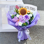 Bouquet de Fleurs au Crochet avec Sac de Rangement